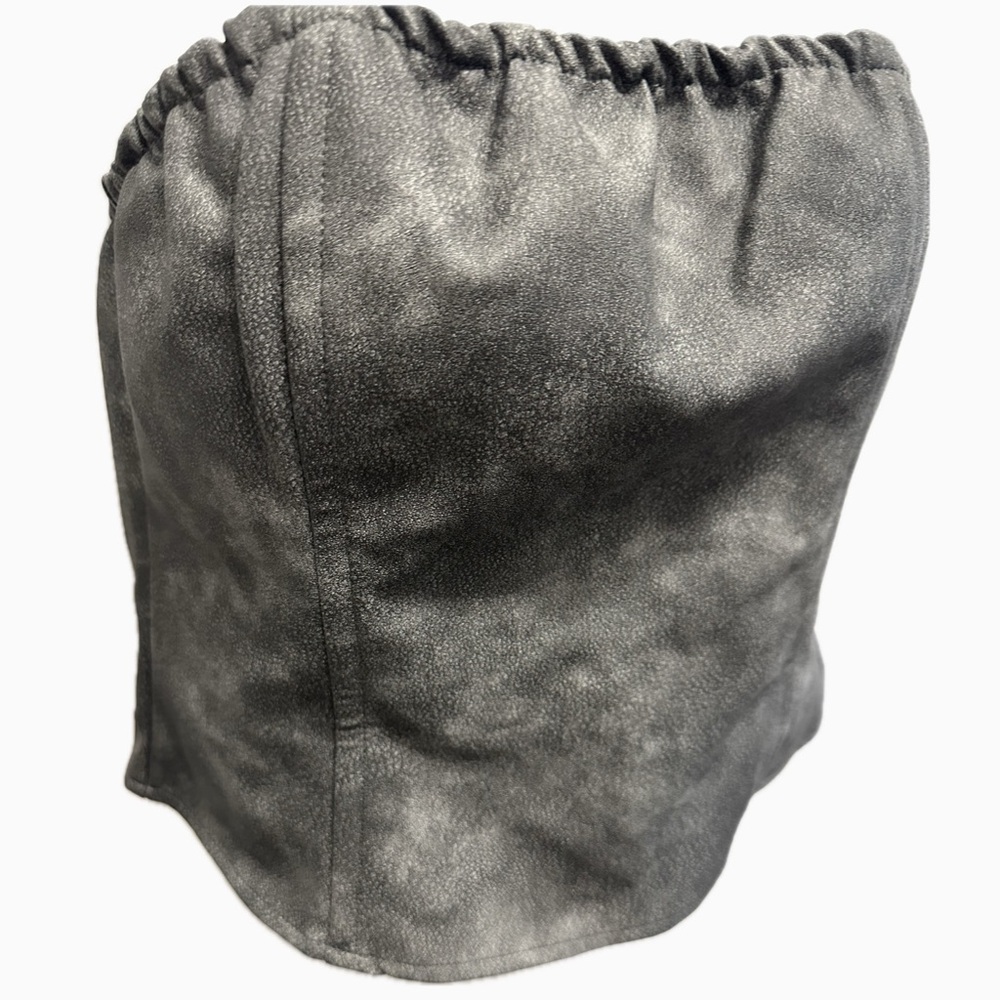 Black/Gray Faux Leather Tube Top
